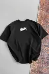 Kadın Baskılı Oversize T-shirt - Siyah