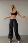 Kadın Cepli Paraşut Pantalon - Siyah
