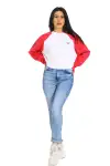 Kadın Crop Sweatshirt Kiraz Desenli Pembe Beyaz