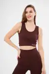 Kadın Fitilli Baskılı Crop - Bordo