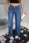 Kadın Geniş Bol Paça Regular Fit Jean Kot Pantolon Mavi