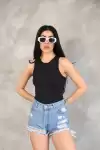 Kadın Kolsuz Badi bluz - Siyah