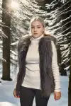 Kadın Kolsuz Fermuarlı Yelek - Siyah