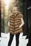 Kadın Kolsuz Hakiki Kürk - Kahve
