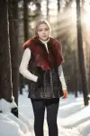 Kadın Kolsuz Hakiki Kürk - Siyah
