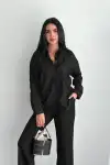 Kadın Nakışlı Uzun Kollu Gömlek - Siyah
