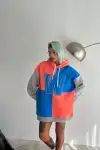 Kadın W Nakış İşlemeli Kapüşonlu Sweatshirt - Mavi