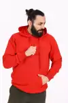 Kapüşonlu İçi Polarlı Regular Kalıp Erkek Sweatshirt Kırmızı
