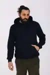 Kapüşonlu İçi Polarlı Regular Kalıp Erkek Sweatshirt Siyah