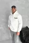 Kışlık Üç İplik Kapüşonlu SweatShirt - Beyaz