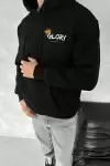 Kışlık Üç İplik Kapüşonlu SweatShirt - Siyah