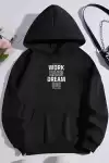 Kışlık Üç İplik Kapüşonlu SweatShirt - Siyah