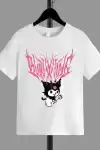 Kız Çocuk Bisiklet Yaka Baskılı T-Shirt - Beyaz