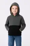 Kız Çocuk Kapüşonlu Kanguru Çepli Parçalı SweatShirt - Renkli