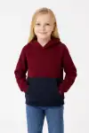 Kız Çocuk Kapüşonlu Kanguru Çepli Parçalı SweatShirt - Renkli