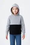 Kız Çocuk Kapüşonlu Kanguru Çepli Parçalı SweatShirt - Renkli