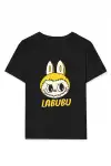 Kız Labubu Çocuk Baskılı T-Shirt - Siyah