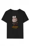 Kız Labubu Çocuk Baskılı T-Shirt - Siyah