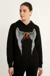 Metallica İki İplik Kapüşonlu Ön ve Arka Baskılı hoodie - Siyah