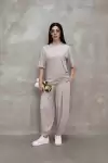 Osy Modal Yumuşak Dokulu Kumaş Oversize Bisiklet Yaka T-shirt Jogger Eşofman Altı Eşofman Takımı - Gri