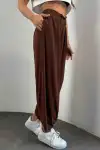 Osy Modal Yumuşak Dokulu Kumaş Şalvar Pantalon-Kahverengi