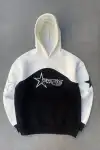 Parçalı Nakış İşlemelı Kapüşonlu SweatShirt - Beyaz