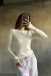 Parmak Geçmeli Buzi Body - Beyaz