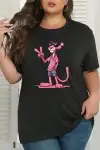 20/1 Penye Compack Pembe Panter Baskılı Oversize Bisiklet Yaka Kısa Kol Yazlık T-shirt - Beyaz