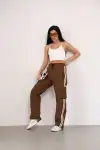 Praşut Kumaş Kargo Çeplı Baggy Esofman - Kahve