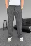 Su Yolu Çizgili Cepli Pantalon - Siyah