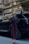 Toparlayıcı füzo tayt Likralı Ayak Detaylı - Bordo