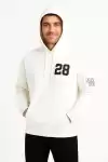 Üç İplik Kapüşonlu Ön ve Arka Baskılı SweatShirt hoodie - Beyaz