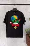 Unisex Baskılı Kısa Kol Çocuk T-Shirt - Siyah
