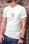 Unisex Bisiklet Yaka Baskılı Oversize T-Shirt - Beyaz