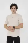 Unisex Bisiklet Yaka Slim fit T-Shirt- Bej