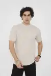 Unisex Bisiklet Yaka Slim fit T-Shirt- Bej