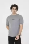 Unisex Bisiklet Yaka Slim fit T-Shirt- Gri