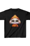 Unisex Çocuk Baskılı T-Shirt - Siyah