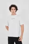 Unisex Jakar Kumaş Slim Fit T-Shirt - Beyaz