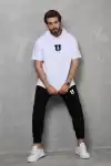 Unisex Kapşonlu Oversize T-Shirt Takım - Beyaz