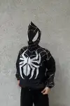 Unisex Uzun Kollu Kapşonlu Rüzgarlik - Siyah