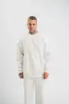 Uzun Kol Bisiklet Yaka Basic SweatShirt - Beyaz