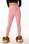 Yüksek Bel Fitilli Toparlayıcılı Pembe Tayt