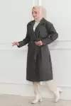 Tam12den Zincir Desen Diegonel Kumaş Dokuma Kaşmir Kaban - Kahve