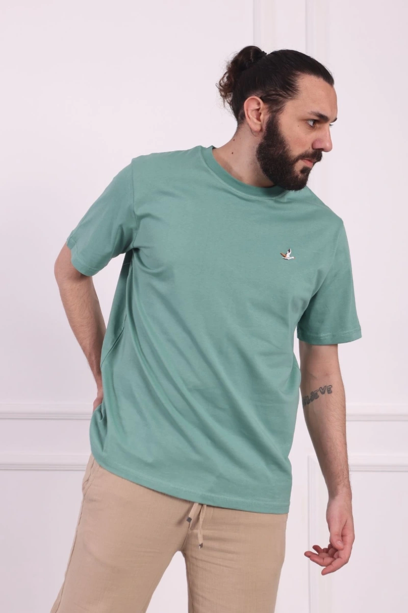 Bisiklet Yaka Erkek Pamuklu Regular Fit Tişört Mint