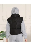 Kadın Astarlı Su Ve Rüzgar Geçirmez Crop Şişme Yelek