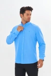 Erkek Zend Club Regular Fit Yazlık Keten Gömlek Mavi