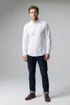 Erkek Lüks Gabardin Kumaş Cepsiz Regular Fit Düğmeli Yaka Gömlek - Beyaz