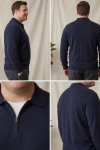 Erkek Büyük Beden Yarım Fermuarlı Triko Kazak - Lacivert