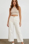 Kadın Yüksek Bel Bol Paça Kot Pantolon - Beyaz